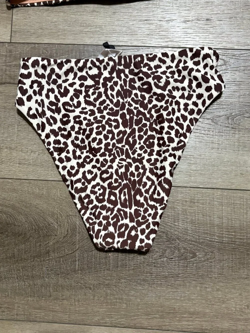 J. Crew Brown and Cream Leopard Print Bandeau Bikini
